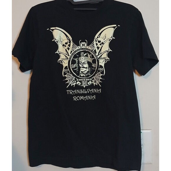 Unbranded Tops - Transylvania Romania Dracula Vlad Impaler Gothic Bat Graphic Tee Womens M